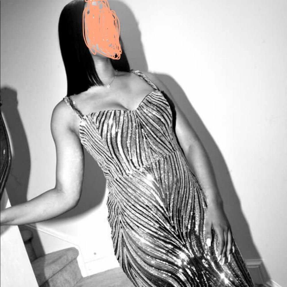 Custom black and silver prom dress/formal gown
